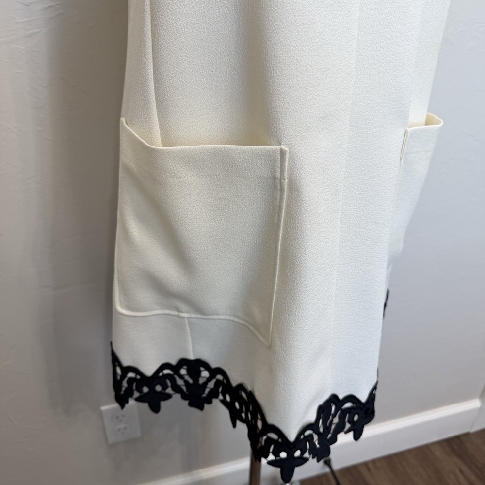 See by Chloe 40 US XS Crepe Mini Dress Jumper A-Line V-Neck Lace Hem Oversized - Picture 4 of 16